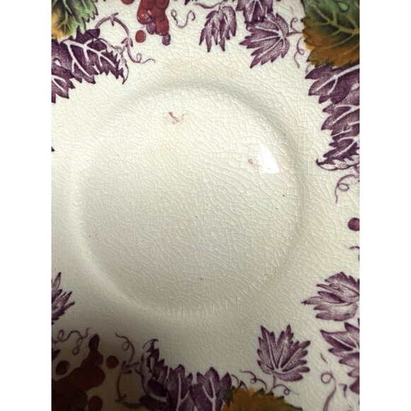 Festive Wood & Sons Saucer Plates England VINE Pattern Colorful Grapes Leaves - Picture 15 of 15